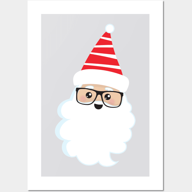 Santa Claus, Glasses, Hipster Santa, Christmas Wall Art by Jelena Dunčević